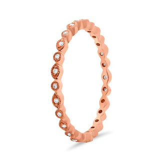 14K White, Yellow or Rose Gold 0.07cttw Diamond Marquise & Dot Eternity Band