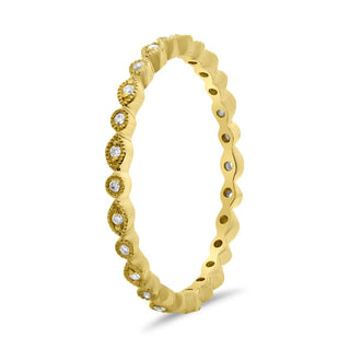 14K White, Yellow or Rose Gold 0.07cttw Diamond Marquise & Dot Eternity Band