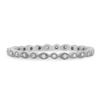14K White, Yellow or Rose Gold 0.07cttw Diamond Marquise & Dot Eternity Band