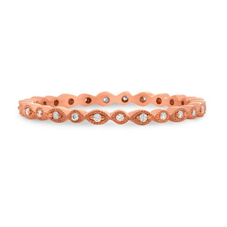 14K White, Yellow or Rose Gold 0.07cttw Diamond Marquise & Dot Eternity Band