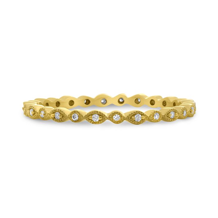 14K White, Yellow or Rose Gold 0.07cttw Diamond Marquise &amp; Dot Eternity Band