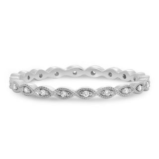 Anillo de eternidad milgrain de diamantes de 0,06 quilates de oro blanco, amarillo o rosa de 14 quilates