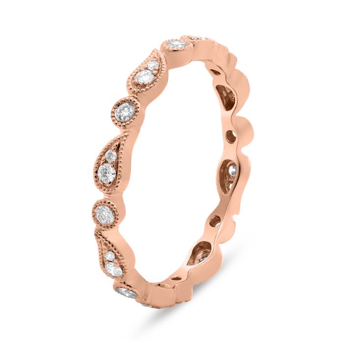 14K White, Yellow or Rose Gold 0.22cttw Diamond Paisley Eternity Band