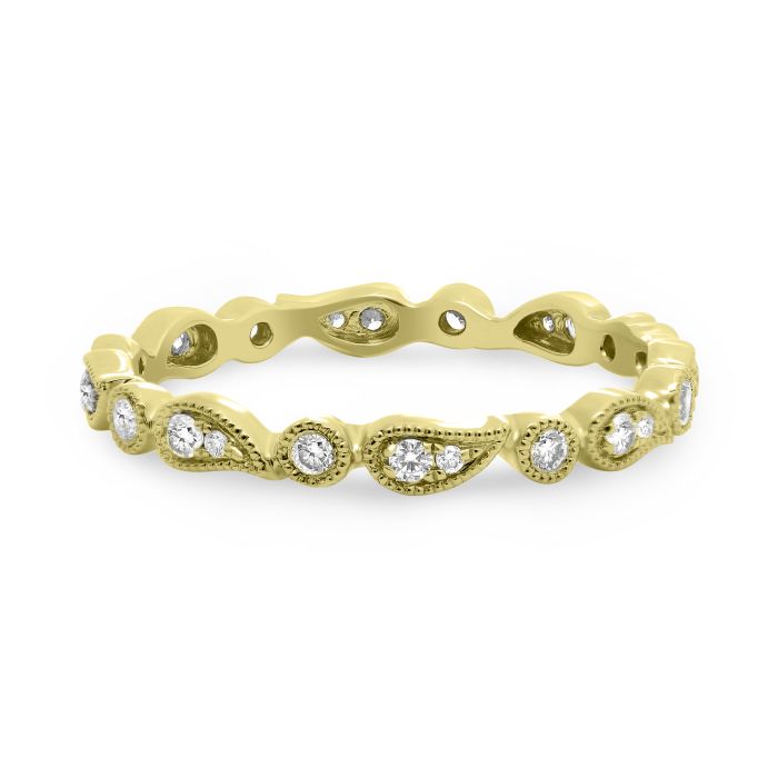 14K White, Yellow or Rose Gold 0.22cttw Diamond Paisley Eternity Band