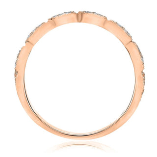 Anillo de oro blanco, amarillo o rosa de 14 quilates con diamantes de 0,11 quilates en forma de marquesa milgrain 