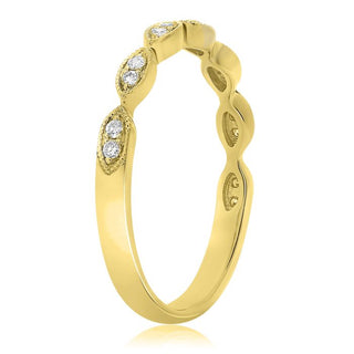 Anillo de oro blanco, amarillo o rosa de 14 quilates con diamantes de 0,11 quilates en forma de marquesa milgrain 