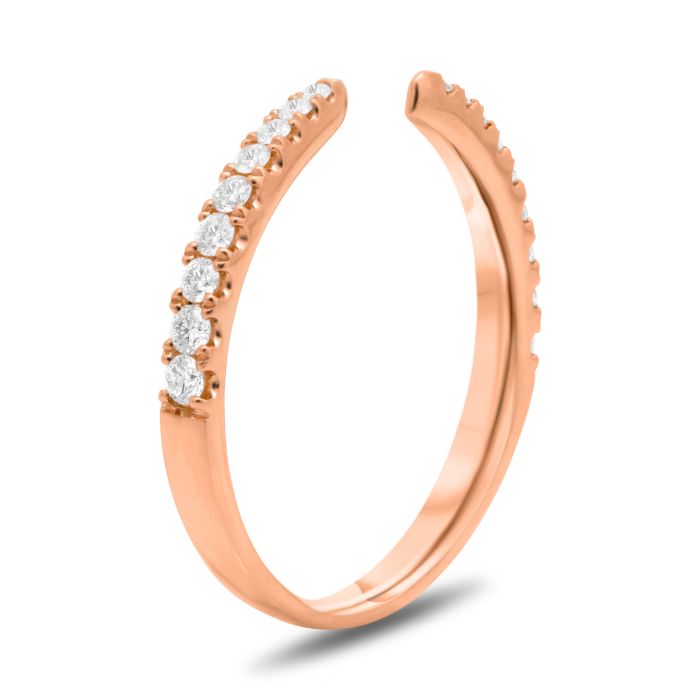 14K White, Yellow or Rose Gold 0.20cttw Open Diamond Band