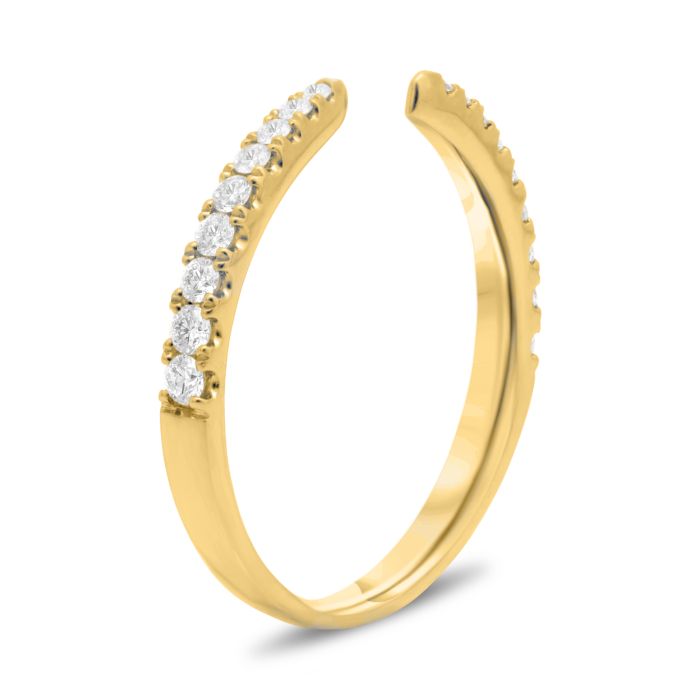 14K White, Yellow or Rose Gold 0.20cttw Open Diamond Band