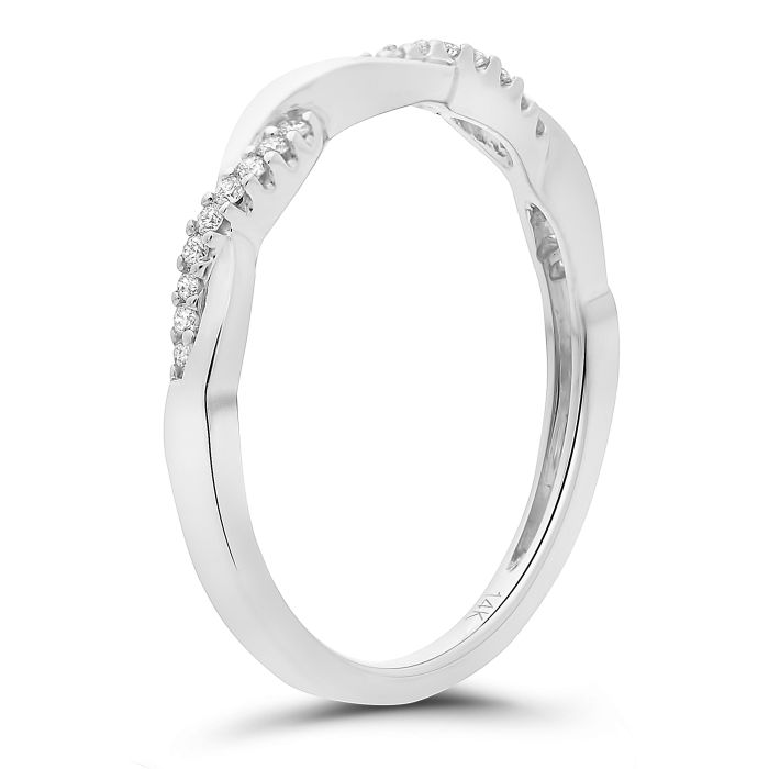 14K White, Yellow or Rose Gold 0.10cttw Diamond Twisted Pave Ring