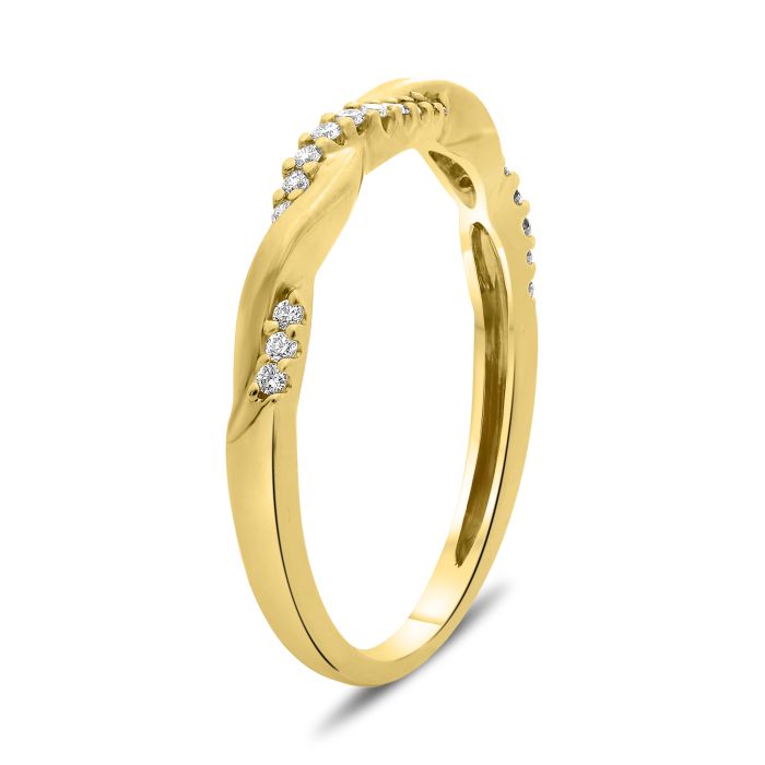 14K White, Yellow or Rose Gold 0.10cttw Diamond Twisted Pave Ring