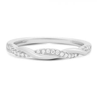 Anillo de pavé retorcido de diamantes de 0,10 quilates de oro blanco, amarillo o rosa de 14 quilates 