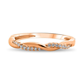 Anillo de pavé retorcido de diamantes de 0,10 quilates de oro blanco, amarillo o rosa de 14 quilates 
