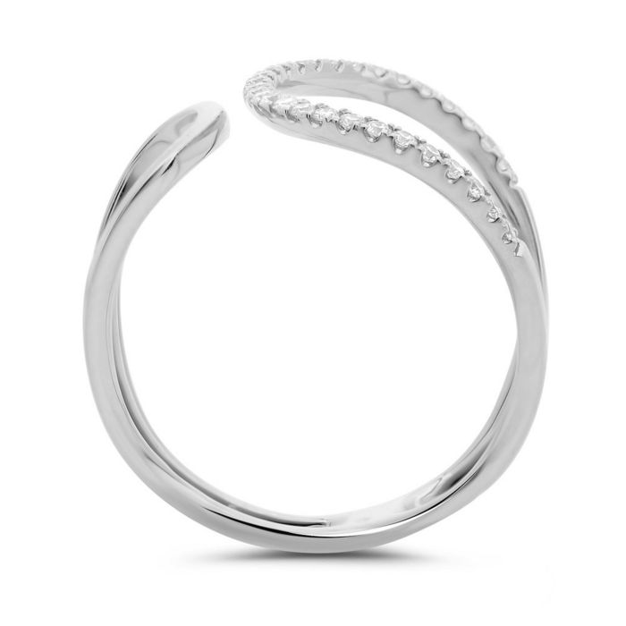 14K White, Yellow or Rose Gold 0.19cttw Diamond Pave Cuff Ring