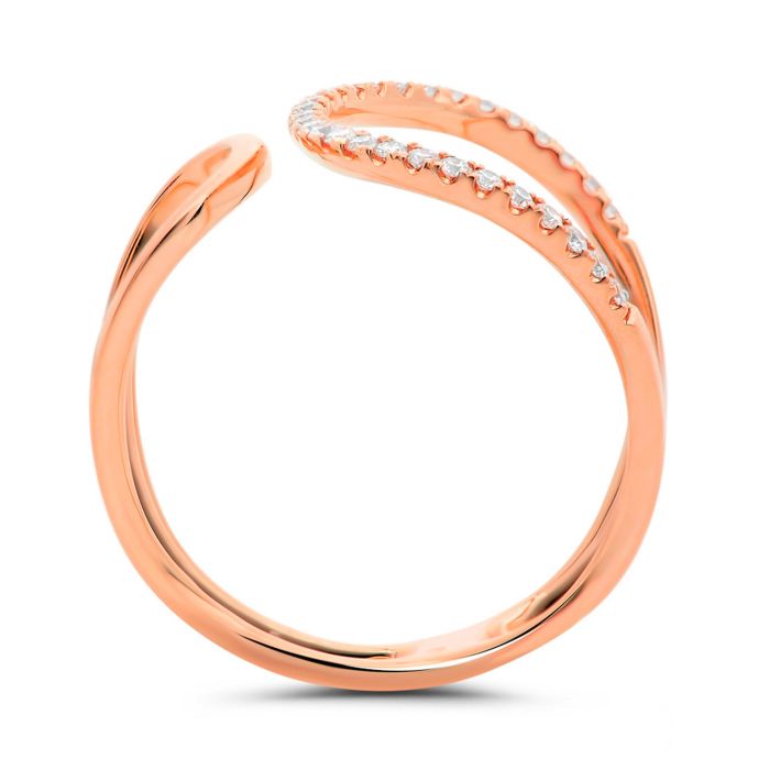 14K White, Yellow or Rose Gold 0.19cttw Diamond Pave Cuff Ring