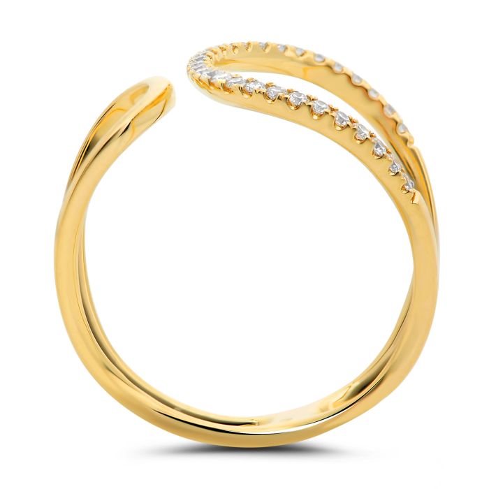 14K White, Yellow or Rose Gold 0.19cttw Diamond Pave Cuff Ring