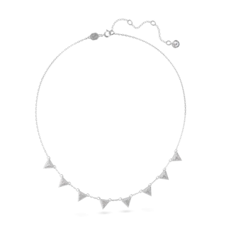 Swarovski Ortyx Necklace, Triangle Cut, White, Rhodium Plated 5643021- Discontinued