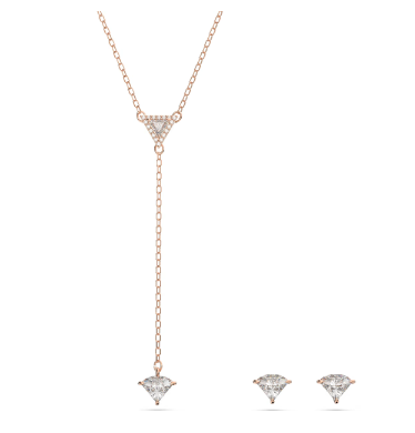 Swarovski Ortyx Set, Triangle Cut, White, Rose Gold-tone Plated 5643730- Discontinued